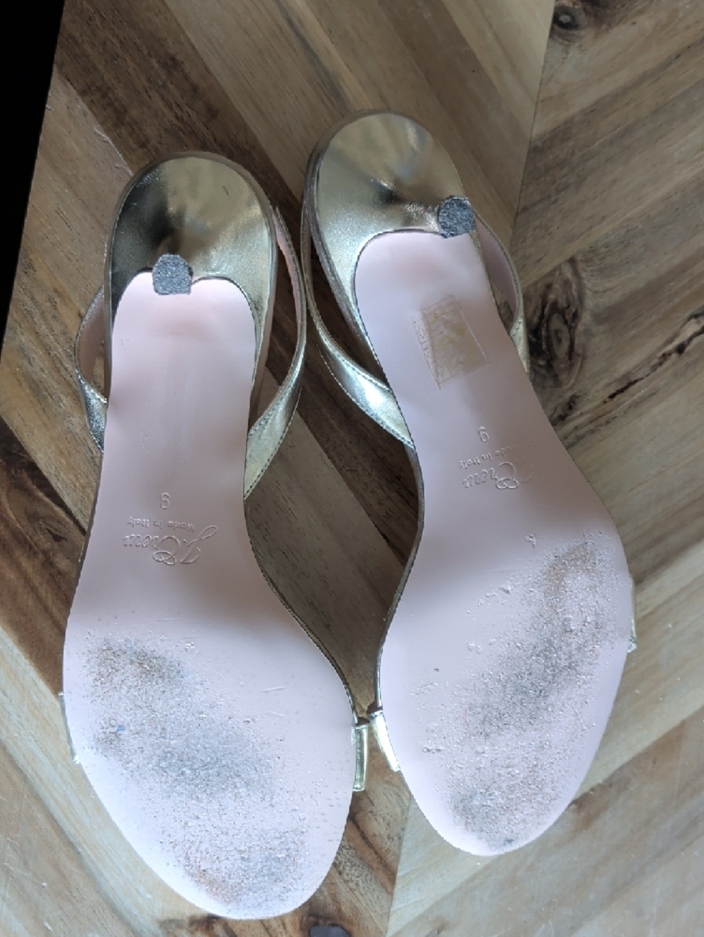 GUC J. Crew Metallic Gold Simple Slingback Heels - Picture 5 of 5
